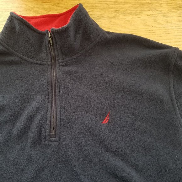 Nautica Mens Size XL Blue 1/4 Zip Fleece Jacket EUC - Picture 1 of 8